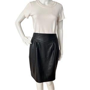 Anne Fontaine Vegan Black Faux Leather Pencil Skirt Women Size 38/US 2-4